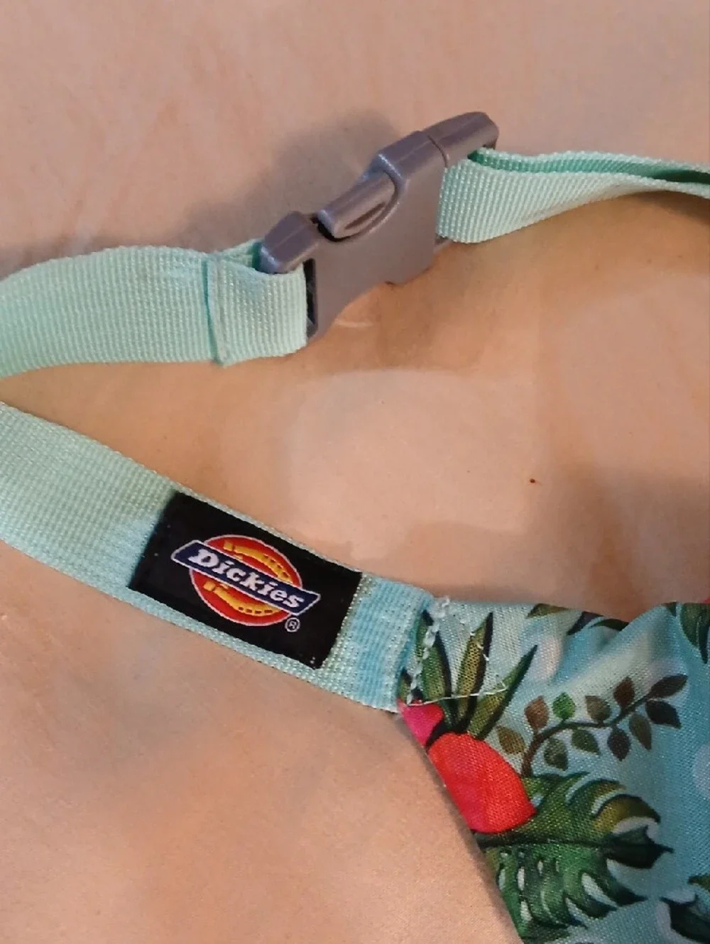Dickies Mint Green Crossbody Bag with Red Floral Print